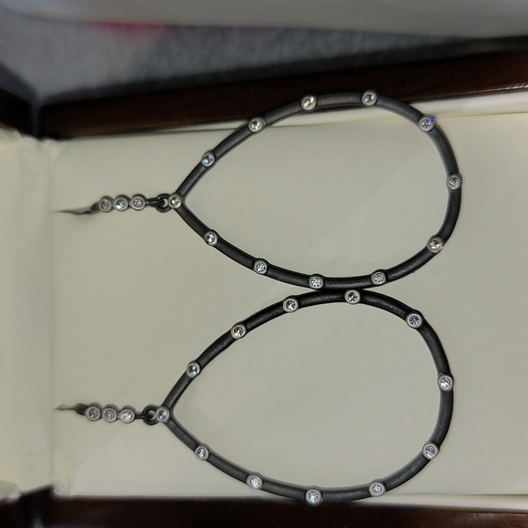 Lucido Bezel Station Teardrop Earrings - Picture 1 of 6